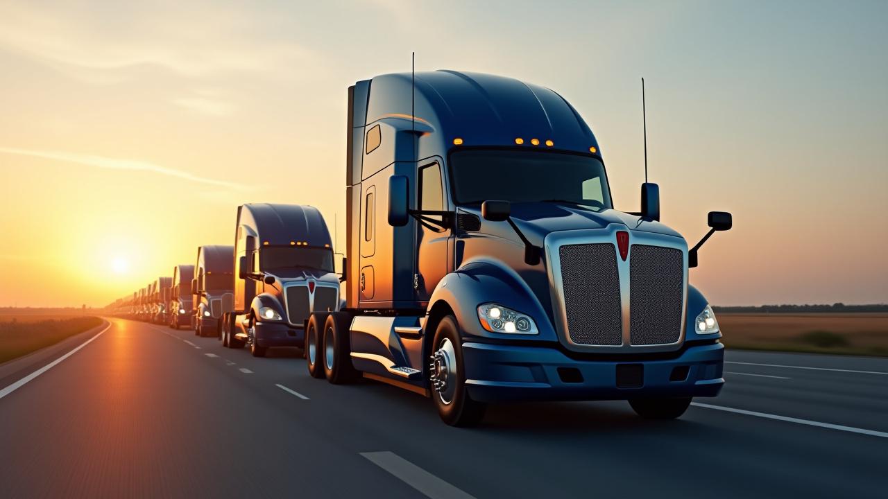 Lineup of modern ROK trucking assets including electric heavy-duty vehicles